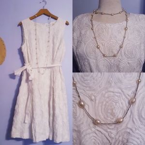 White Dress Floral Rosettes